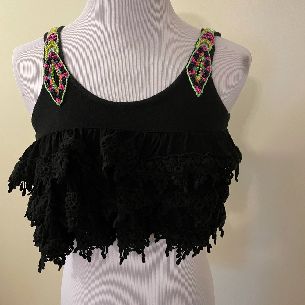 Agua Bendita cropped ruffle tank